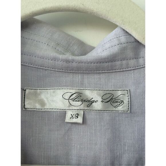 Claridge + King Linen Tunic Long Sleeve Scalloped Edges Lavender Women's Size XS - Picture 5 of 6